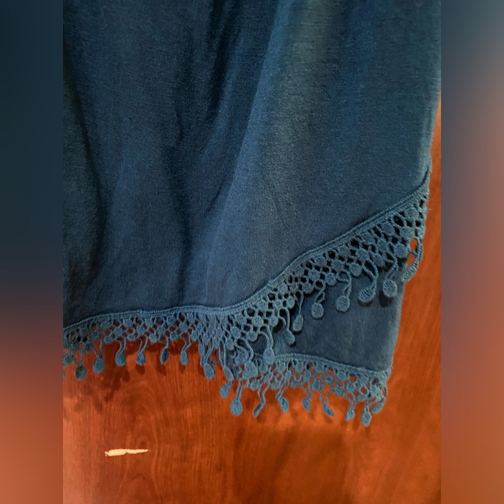 American Rag Teal Sleeveless Camisole with Crochet Hem - Picture 3 of 4